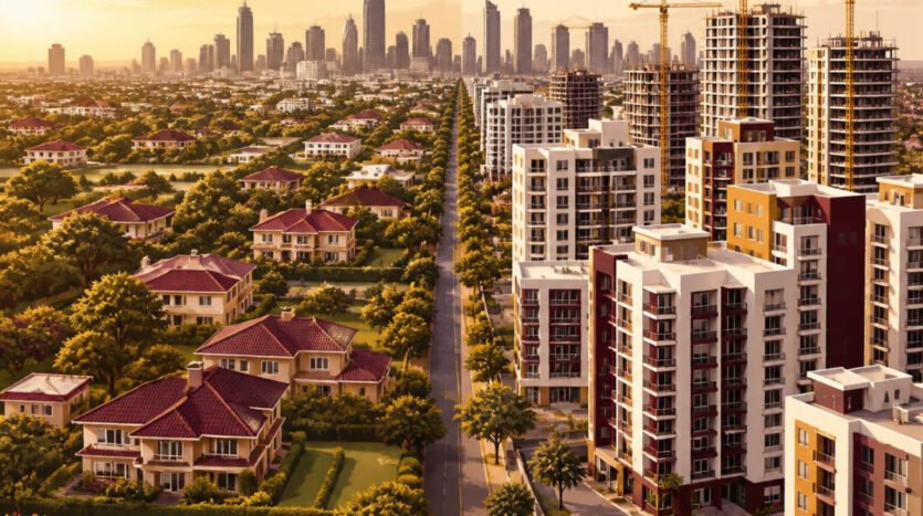 Nairobi real estate neighbourhoods comparison, low-density Karen and vertical Kilimani
